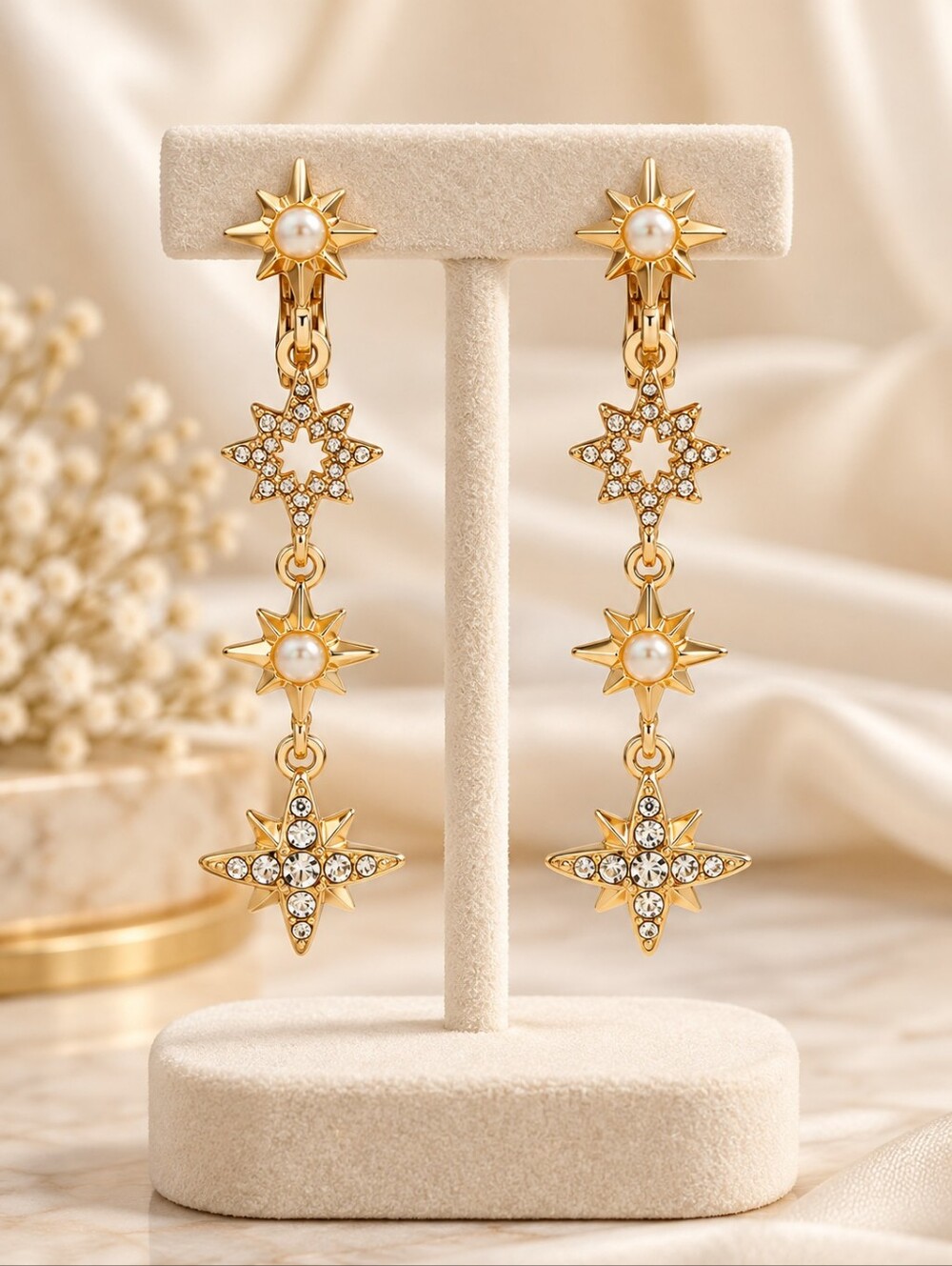 ANNE KLEIN STARS ALIGN GOLDEN EARRINGS